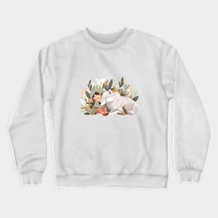 Cute Wolf Animal Loving Cuddle Embrace Children Kid Tenderness Crewneck Sweatshirt